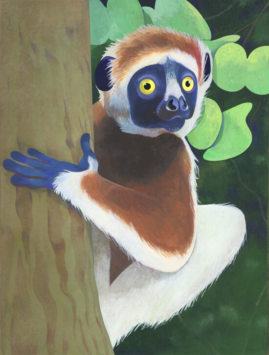 Singe fond vert- Gouache sur papier - 2026
